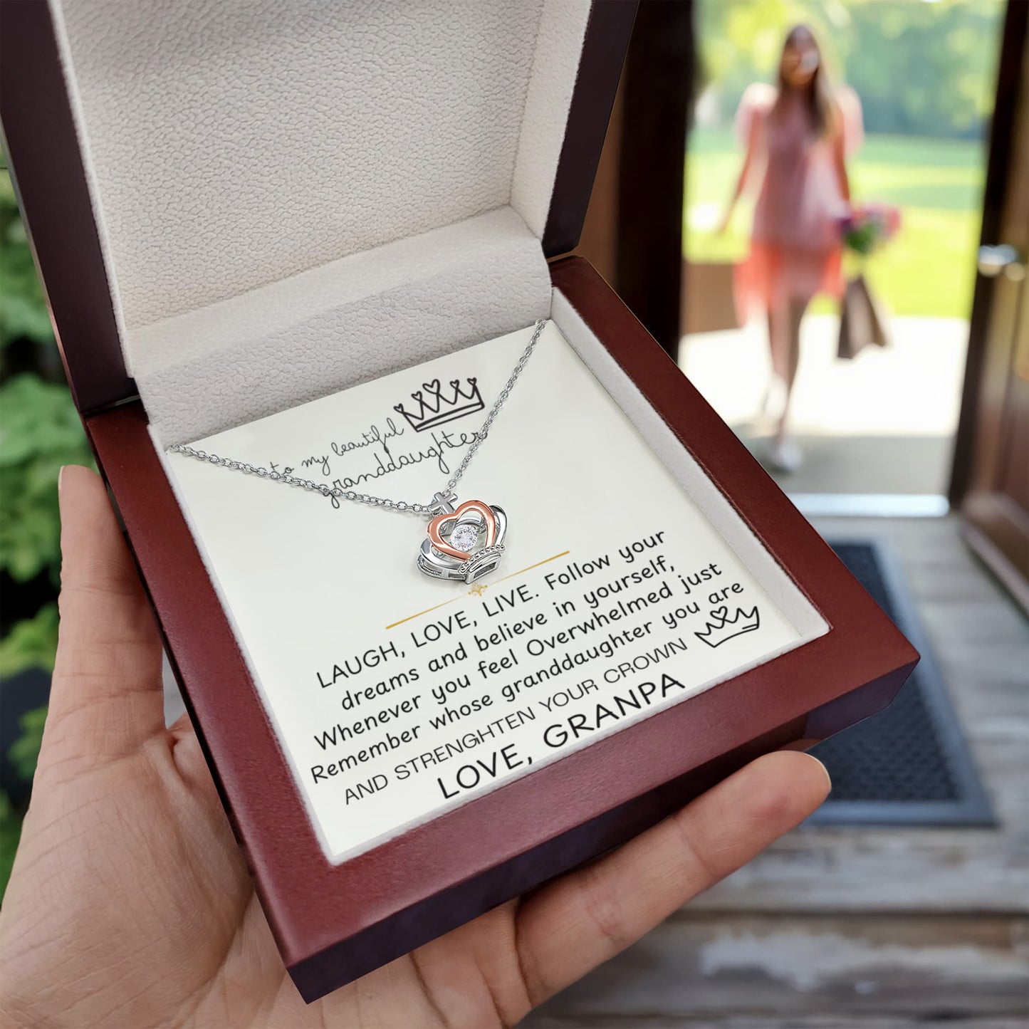 To My Granddaughter Princess Crown Pendant Gift Set- FG00090