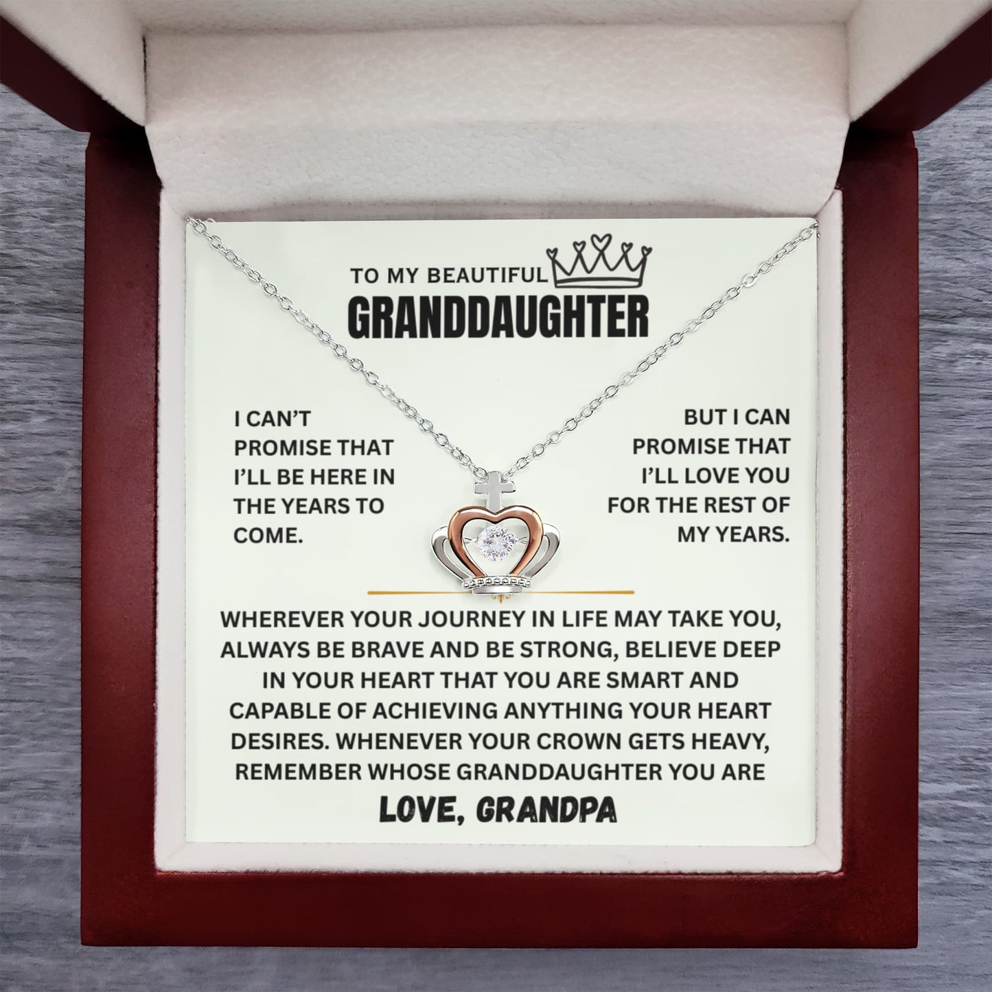 To My Granddaughter - The Promise Princess Crown Pendant Gift Set- FG00094
