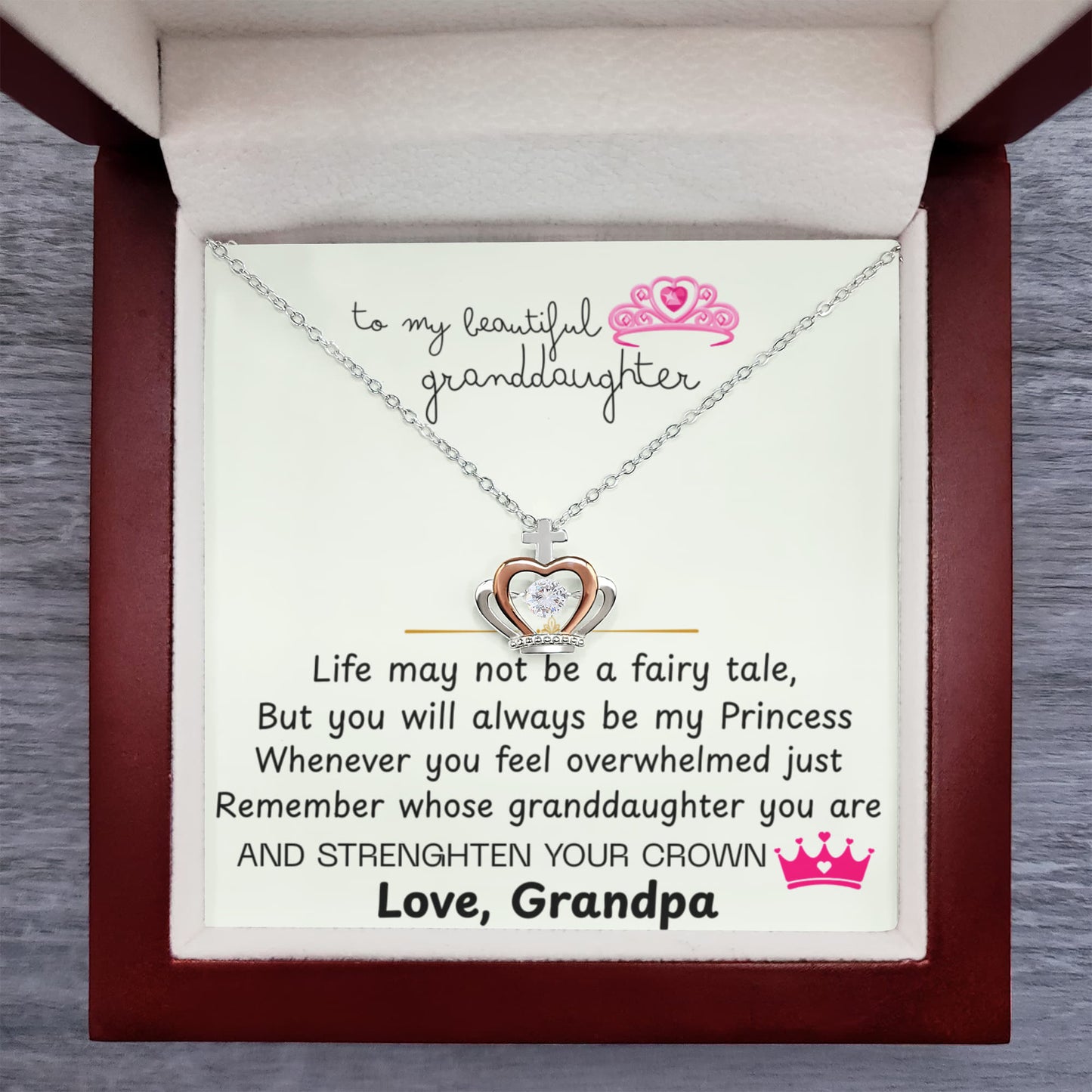 To My Granddaughter Princess Crown Pendant Gift Set- FG00091
