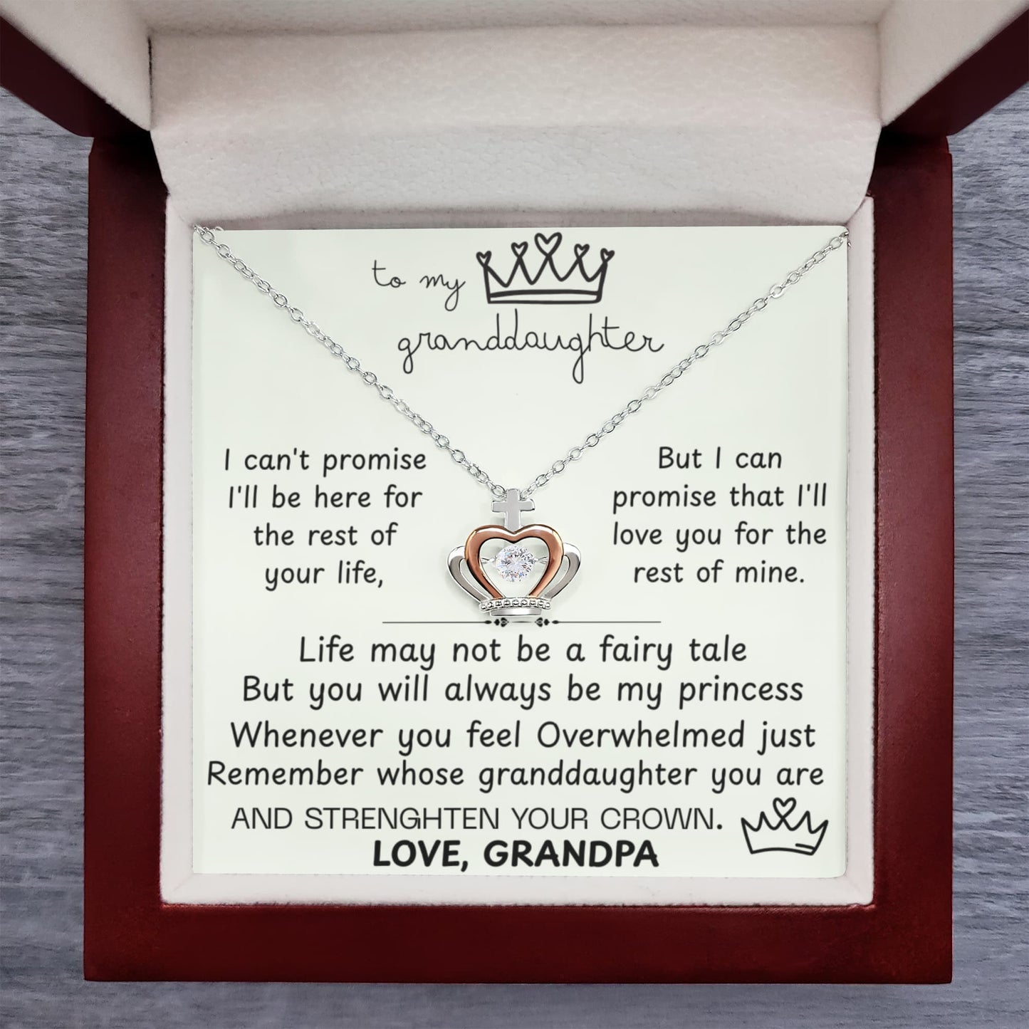 To My Granddaughter Princess Crown Pendant Gift Set - FG00085