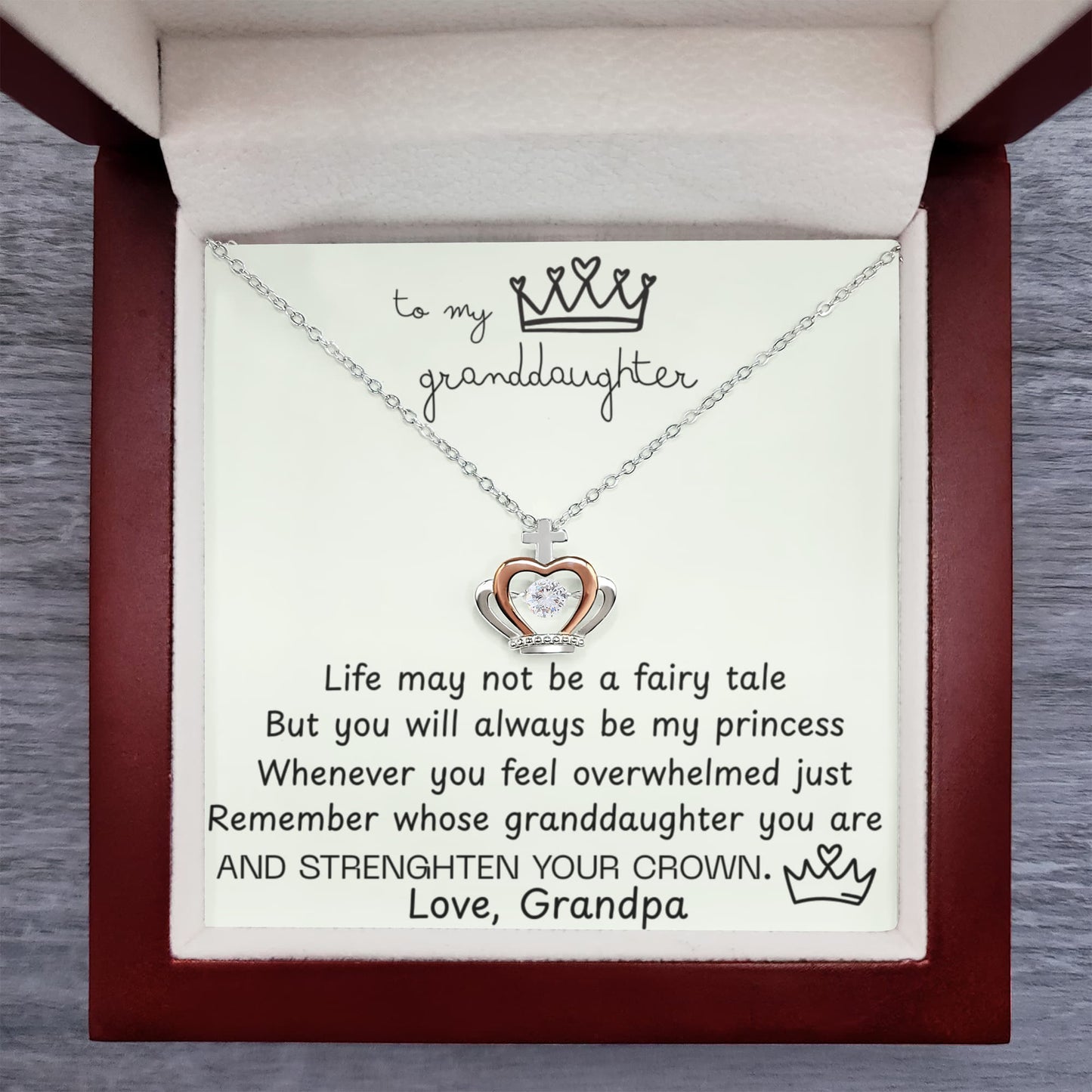 To My Granddaughter Princess Crown Pendant Gift Set - FG00079