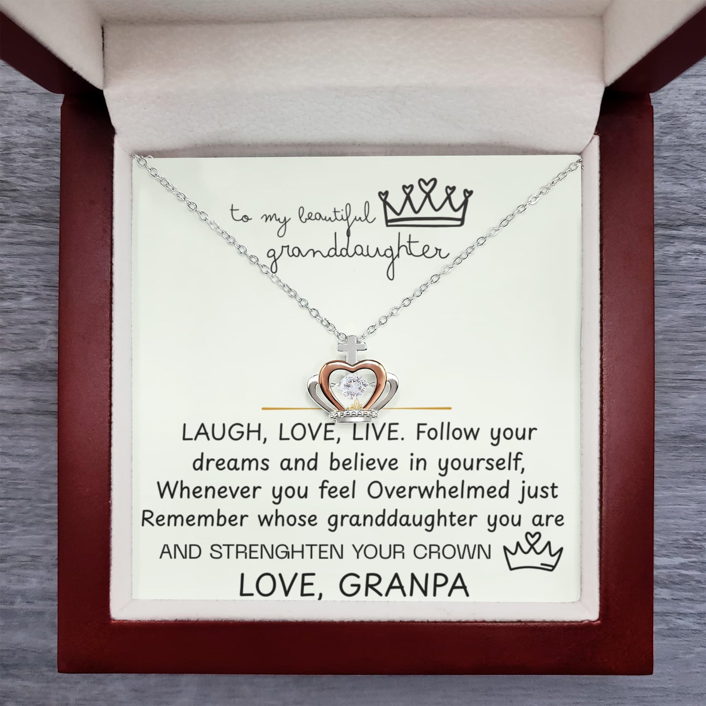 To My Granddaughter Princess Crown Pendant Gift Set- FG00090