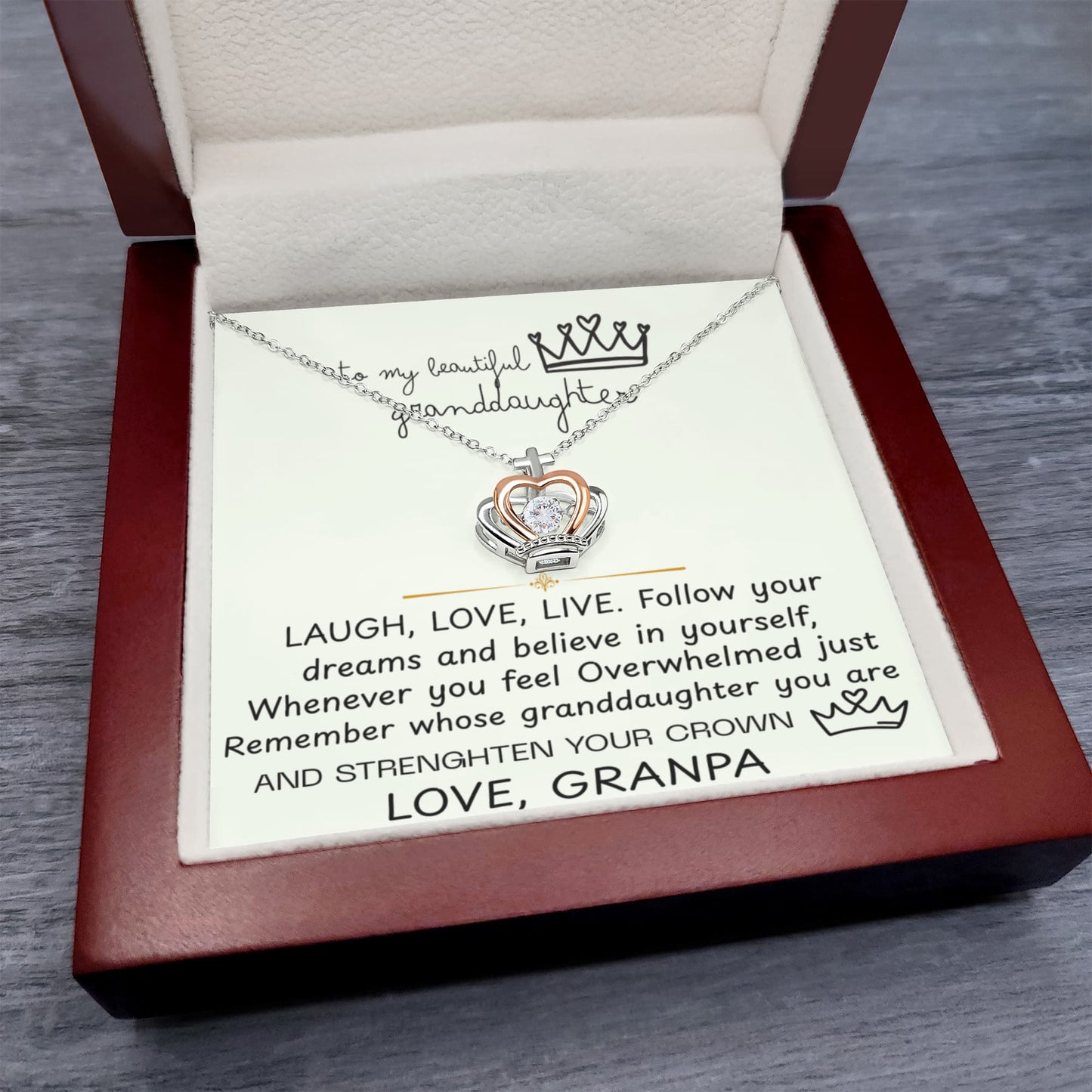 To My Granddaughter Princess Crown Pendant Gift Set- FG00090