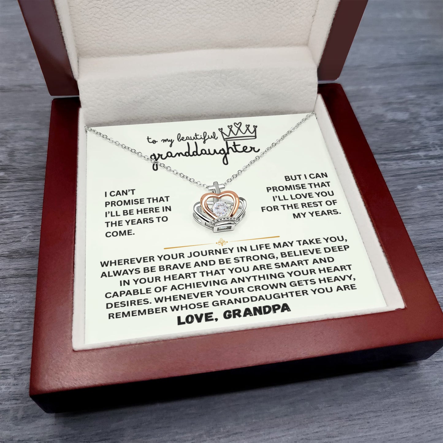 To My Granddaughter - The Promise Princess Crown Pendant Gift Set- FG00095