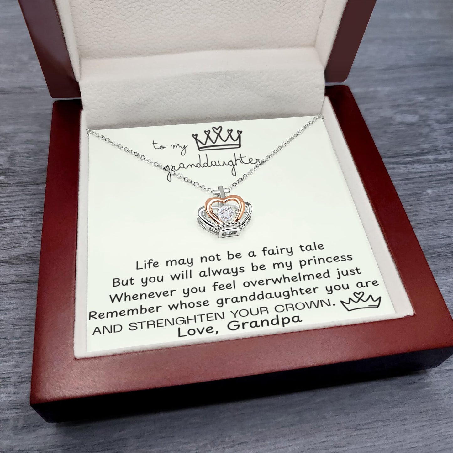 To My Granddaughter Princess Crown Pendant Gift Set - FG00079