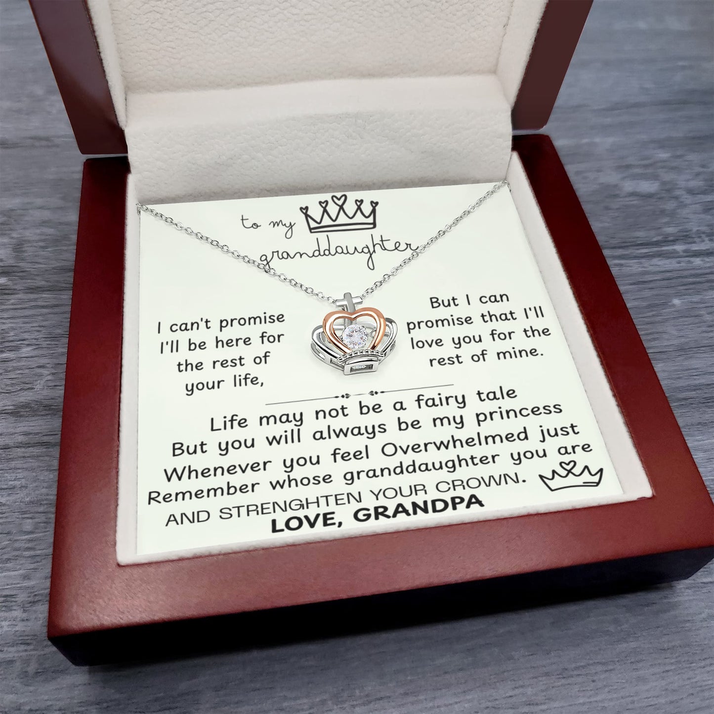 To My Granddaughter Princess Crown Pendant Gift Set - FG00085