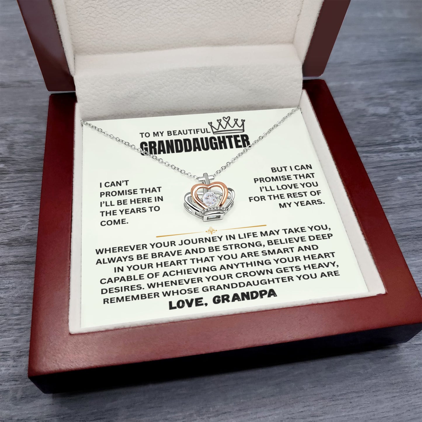 To My Granddaughter - The Promise Princess Crown Pendant Gift Set- FG00094