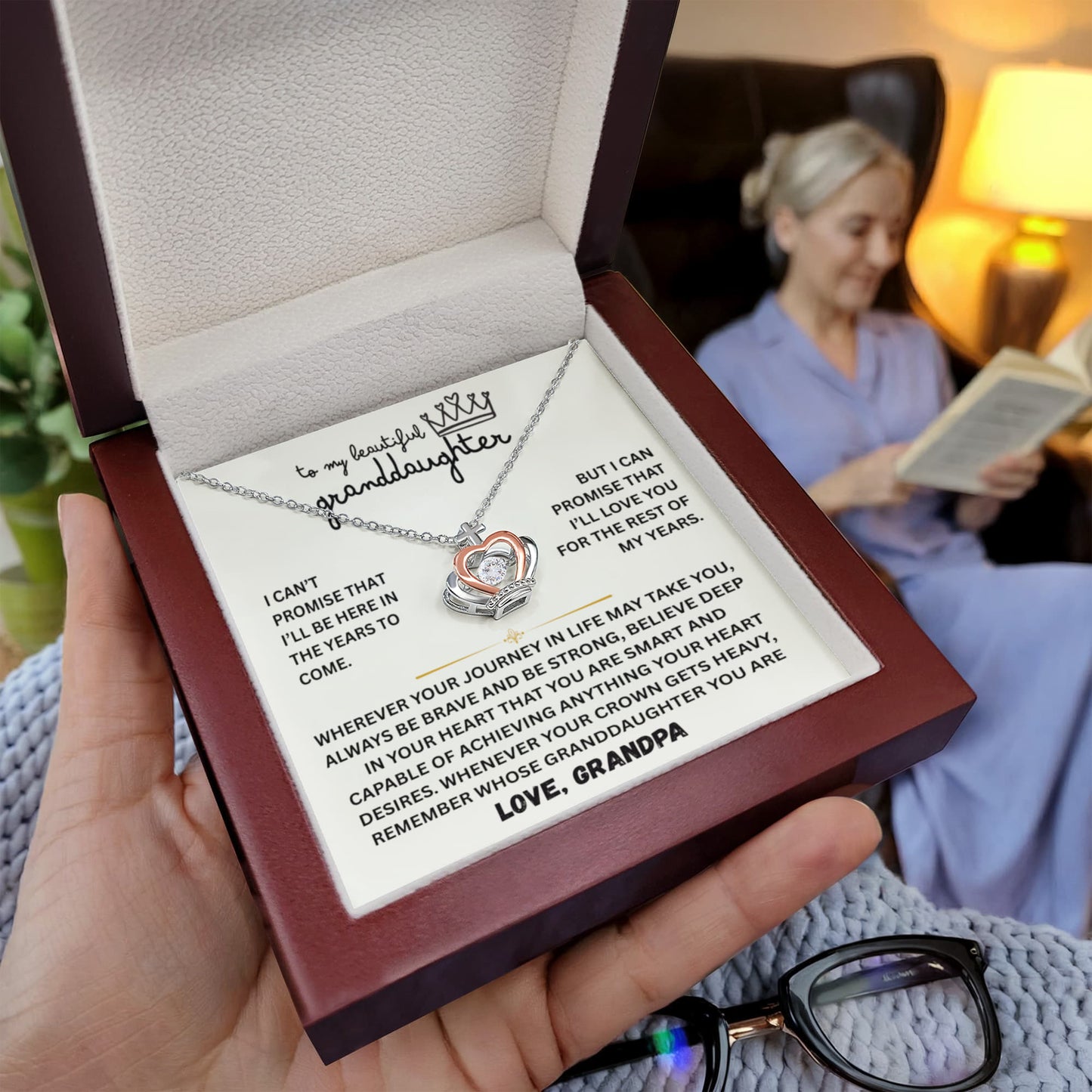 To My Granddaughter - The Promise Princess Crown Pendant Gift Set- FG00095