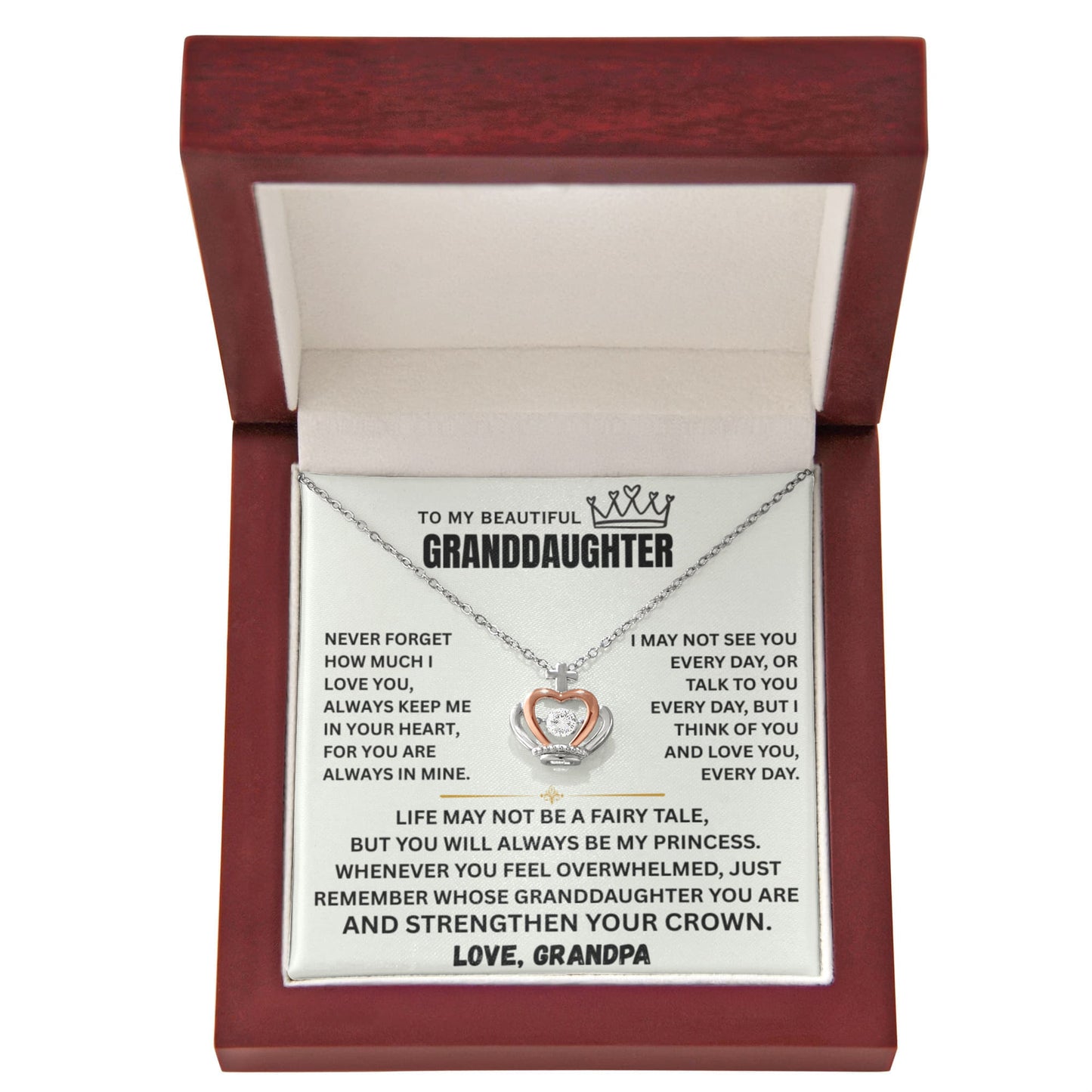 To My Granddaughter Princess Crown Pendant Gift Set- FG00093