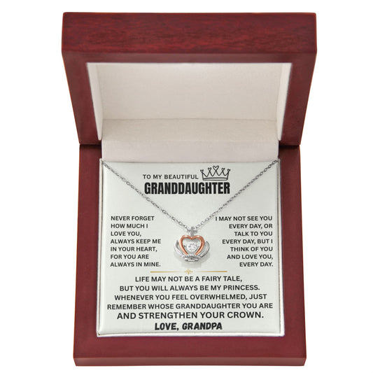 To My Granddaughter Princess Crown Pendant Gift Set- FG00093