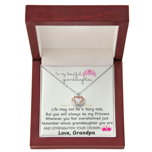 To My Granddaughter Princess Crown Pendant Gift Set- FG00091