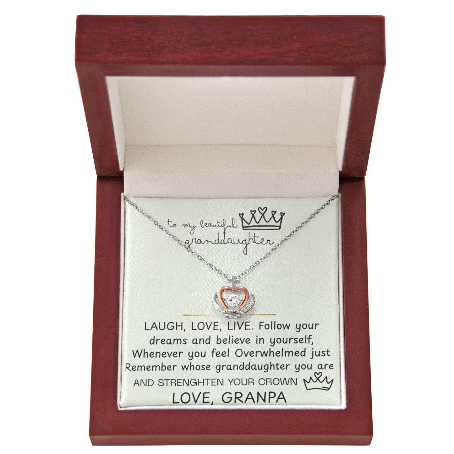 To My Granddaughter Princess Crown Pendant Gift Set- FG00090