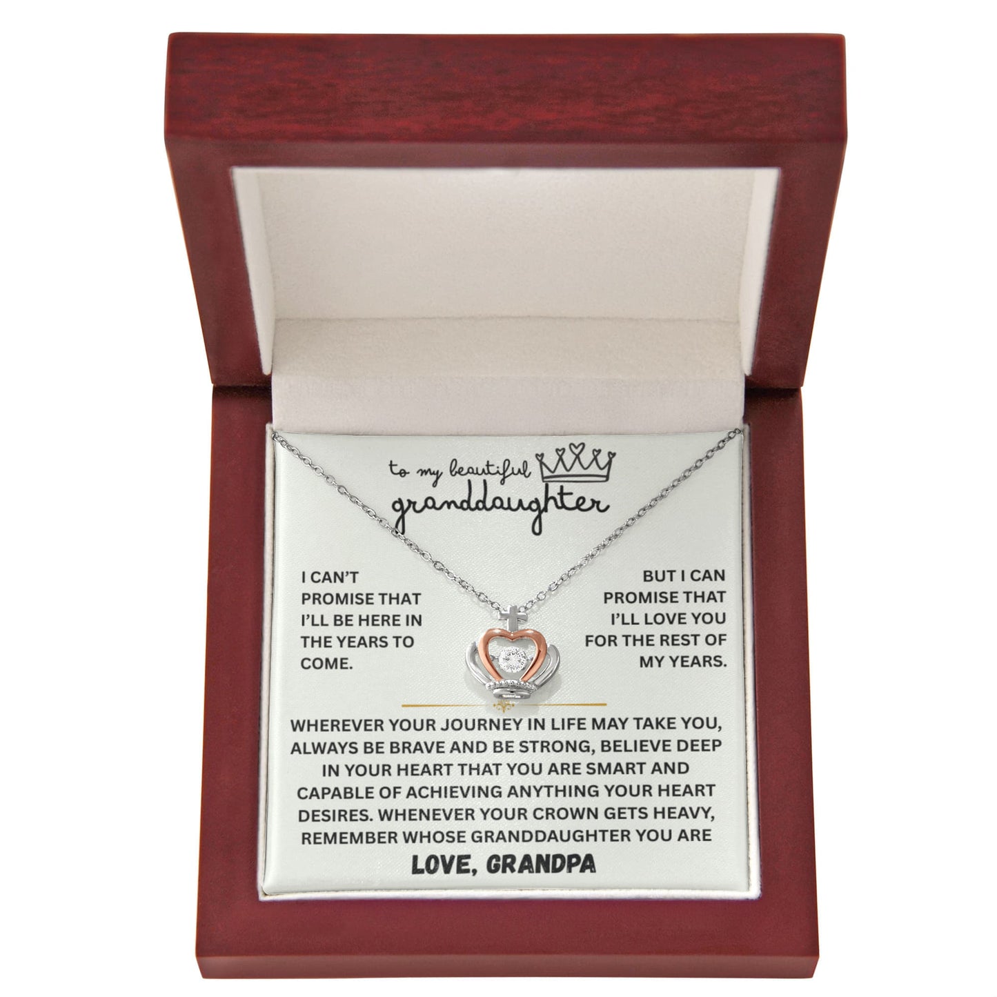 To My Granddaughter - The Promise Princess Crown Pendant Gift Set- FG00095