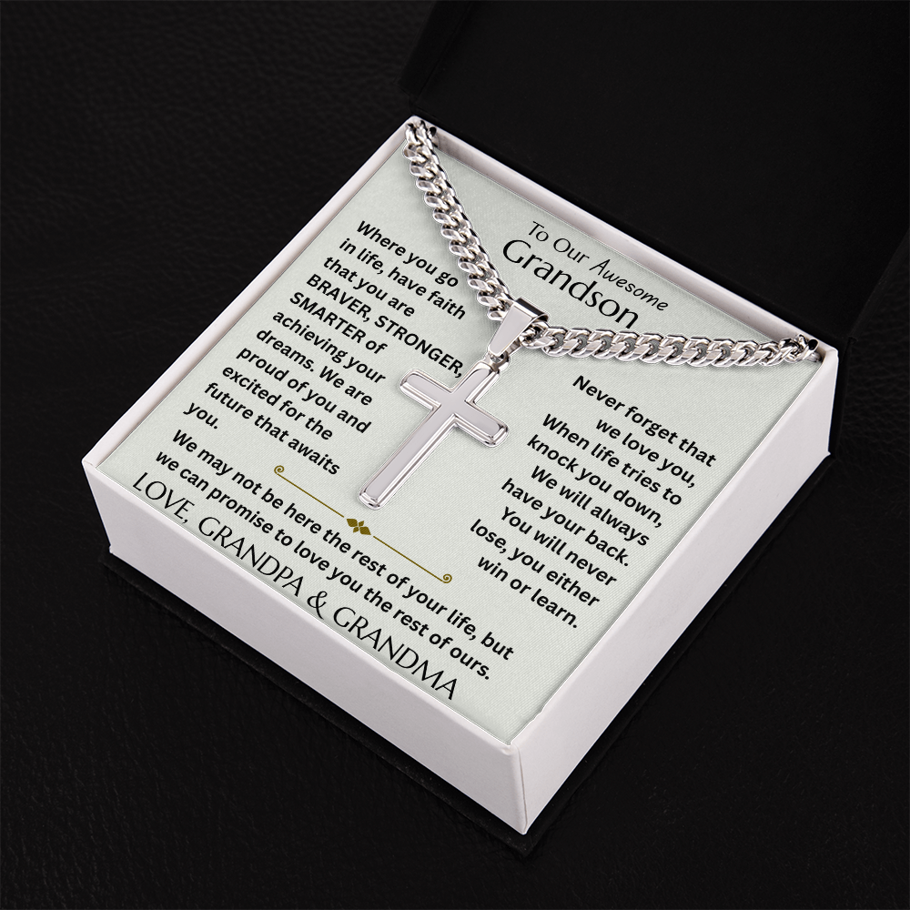To Our Grandson - Never Forget that We Love You - Artisan Cross Gift Set - FG00072