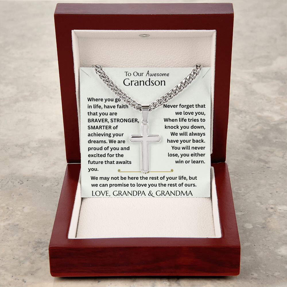 To Our Grandson - Never Forget that We Love You - Artisan Cross Gift Set - FG00072