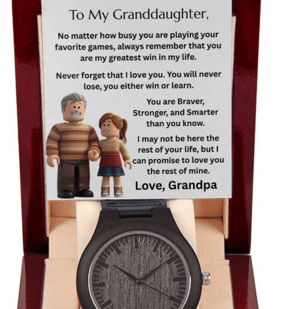 TO MY GRANDDAUGHTER GAMER - WOODEN WATCH - FG00075