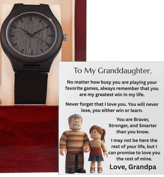 TO MY GRANDDAUGHTER GAMER - WOODEN WATCH - FG00075