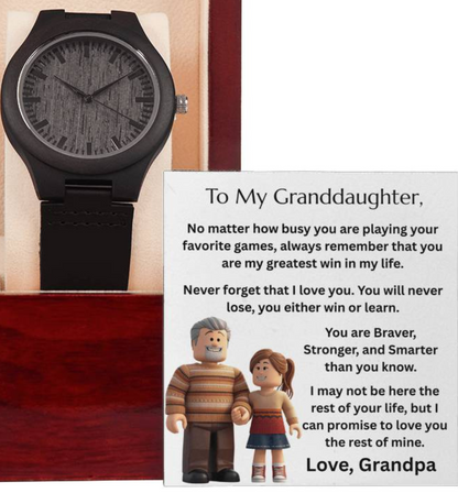 TO MY GRANDDAUGHTER GAMER - WOODEN WATCH - FG00075