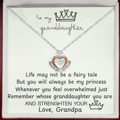 To My Granddaughter Princess Crown Pendant Gift Set- FG00077