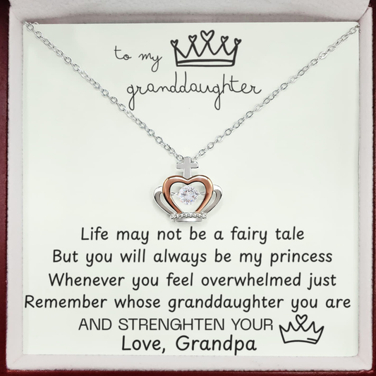 To My Granddaughter Princess Crown Pendant Gift Set- FG00077