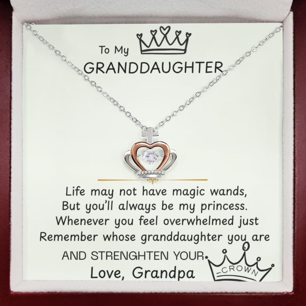 To My Granddaughter Princess Crown Pendant Gift Set - FG00078