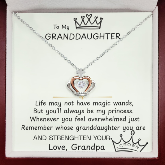 To My Granddaughter Princess Crown Pendant Gift Set - FG00078