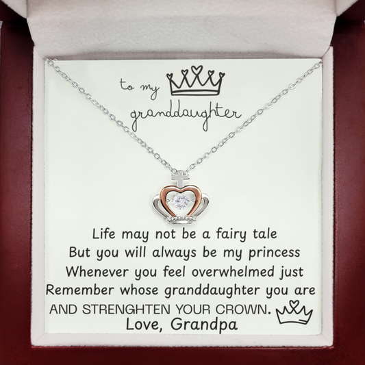 To My Granddaughter Princess Crown Pendant Gift Set - FG00079