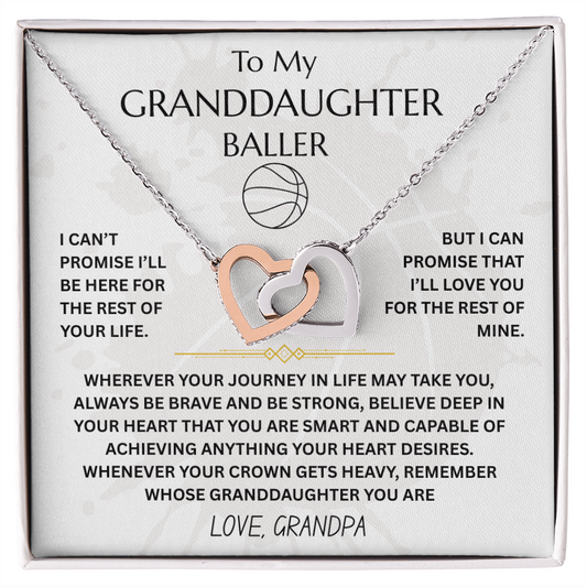 To My Granddaughter Baller - Interlocking Heart Necklace Gift Set - FG00053