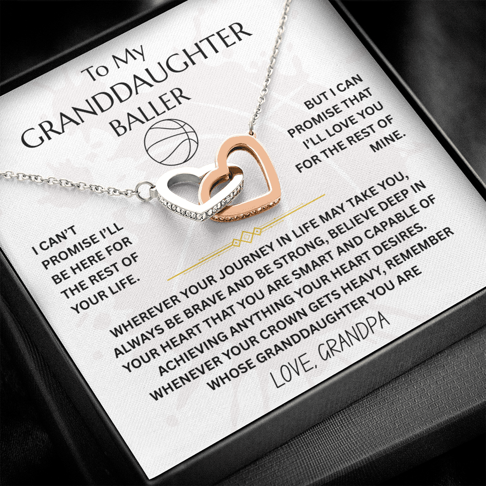 To My Granddaughter Baller - Interlocking Heart Necklace Gift Set - FG00053