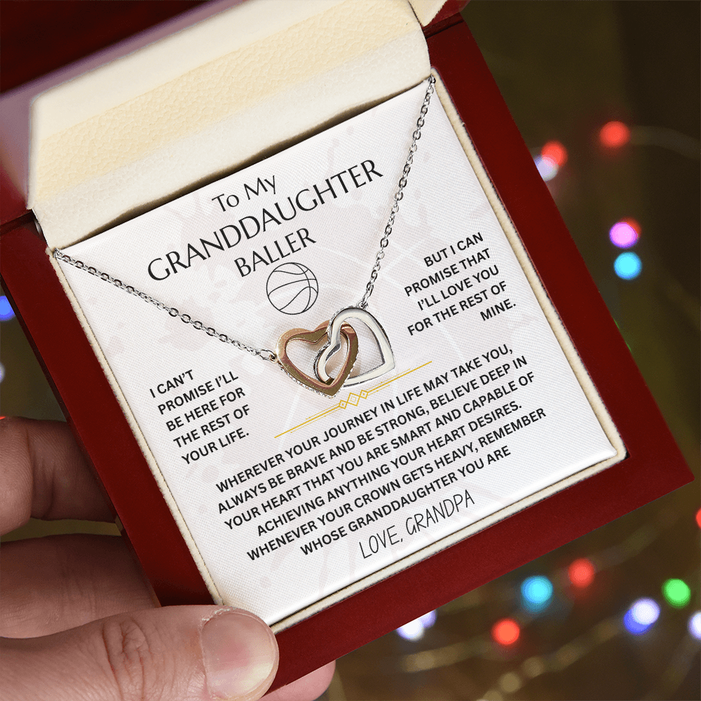 To My Granddaughter Baller - Interlocking Heart Necklace Gift Set - FG00053