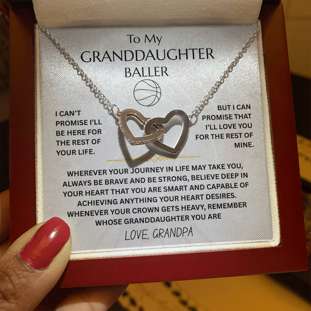 To My Granddaughter Baller - Interlocking Heart Necklace Gift Set - FG00053