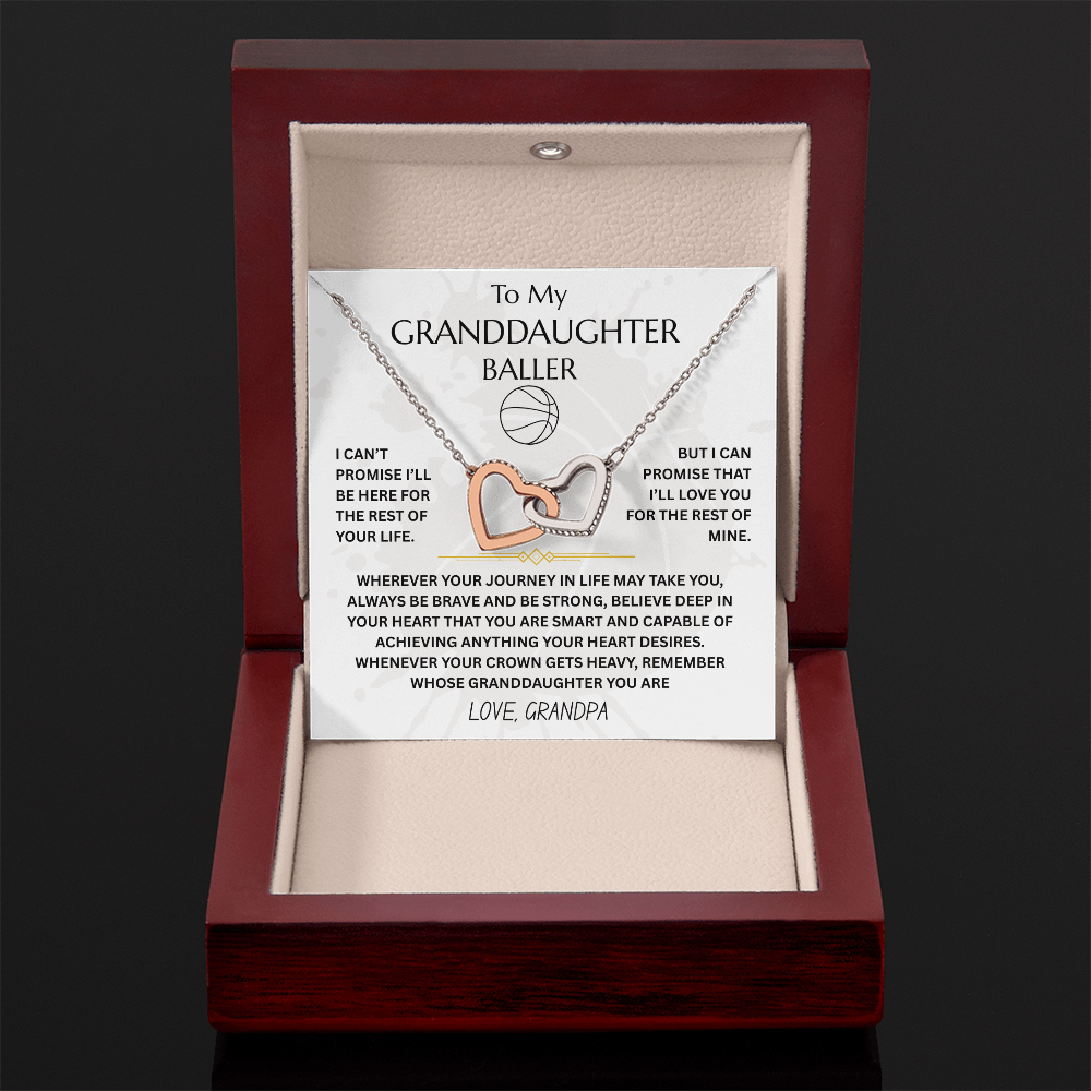 To My Granddaughter Baller - Interlocking Heart Necklace Gift Set - FG00053