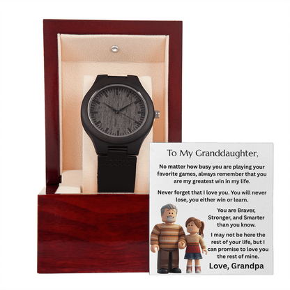 TO MY GRANDDAUGHTER GAMER - WOODEN WATCH - FG00075