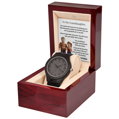 TO MY GRANDDAUGHTER GAMER - WOODEN WATCH - FG00075