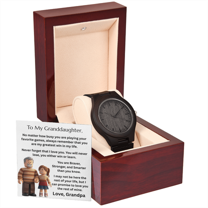 TO MY GRANDDAUGHTER GAMER - WOODEN WATCH - FG00075