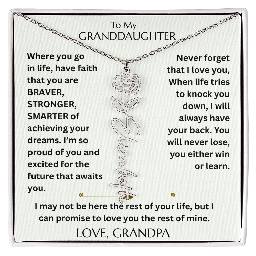 To My Granddaughter - Have Faith Flower Name  Necklace - FG00074