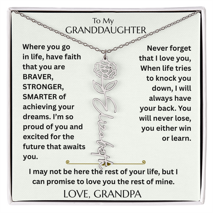 To My Granddaughter - Have Faith Flower Name  Necklace - FG00074