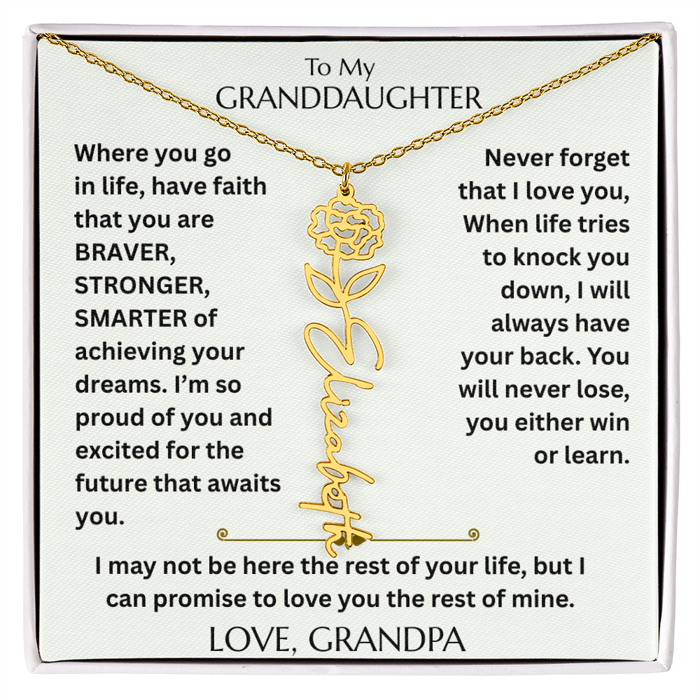 To My Granddaughter - Have Faith Flower Name  Necklace - FG00074