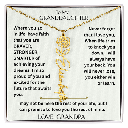 To My Granddaughter - Have Faith Flower Name  Necklace - FG00074