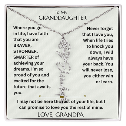To My Granddaughter - Have Faith Flower Name  Necklace - FG00074