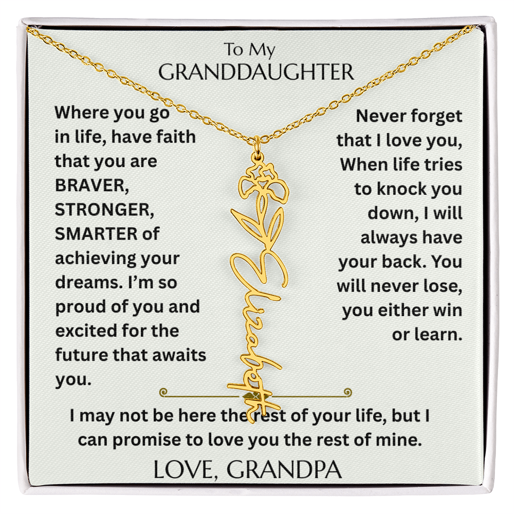 To My Granddaughter - Have Faith Flower Name  Necklace - FG00074
