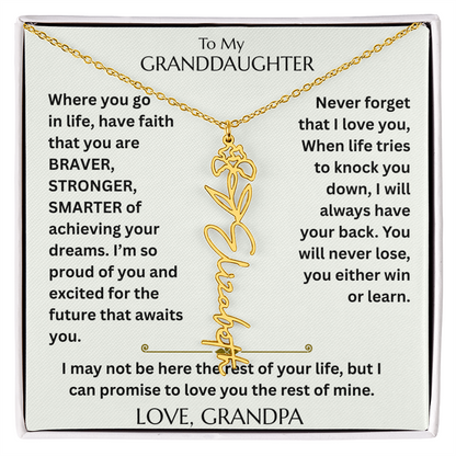 To My Granddaughter - Have Faith Flower Name  Necklace - FG00074