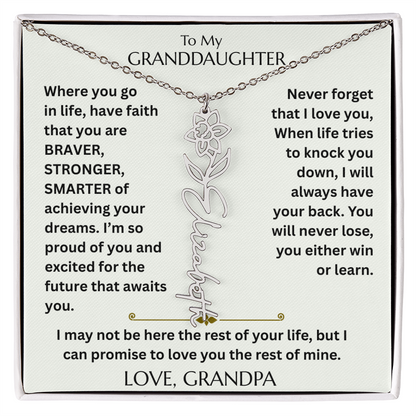 To My Granddaughter - Have Faith Flower Name  Necklace - FG00074