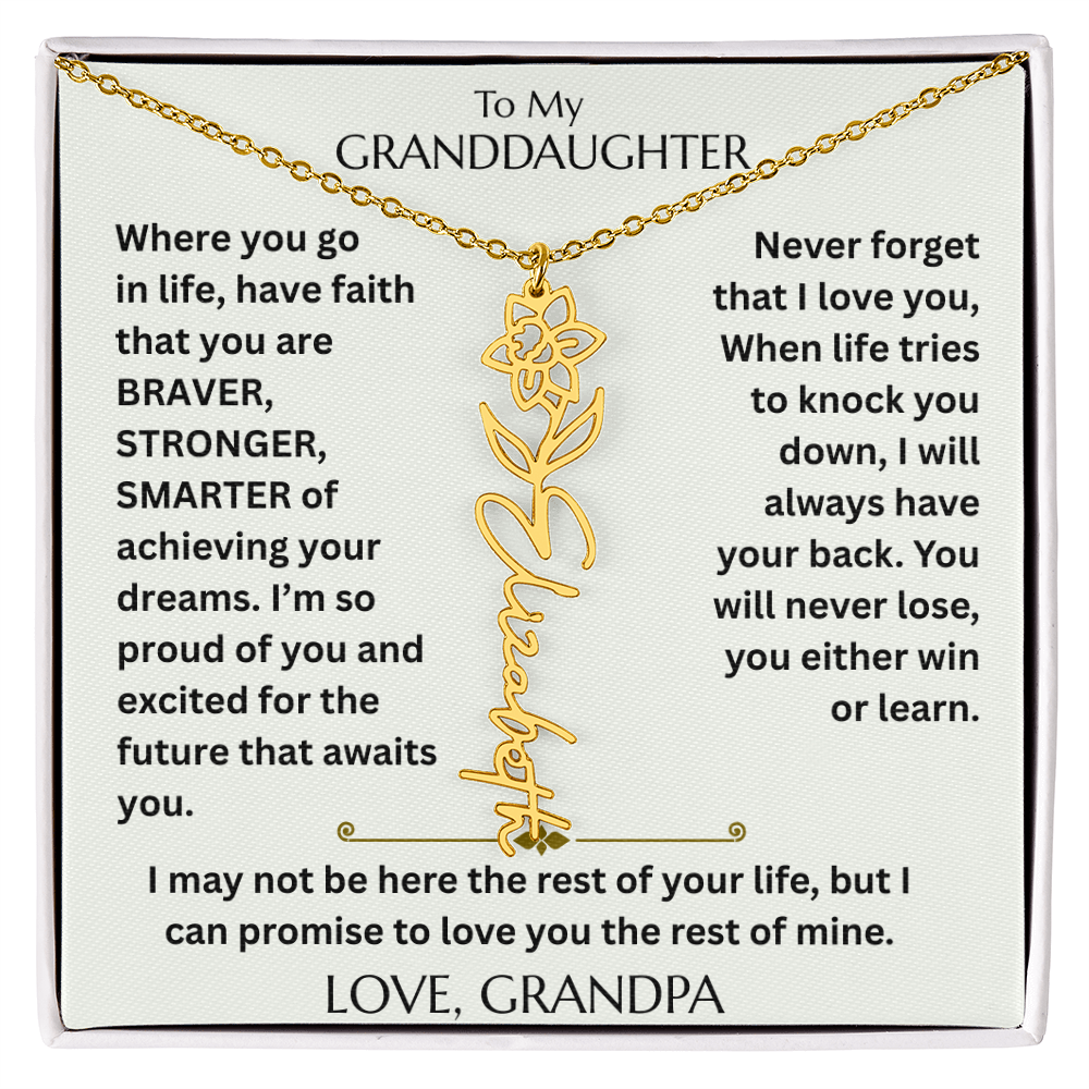 To My Granddaughter - Have Faith Flower Name  Necklace - FG00074