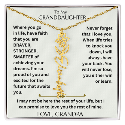 To My Granddaughter - Have Faith Flower Name  Necklace - FG00074