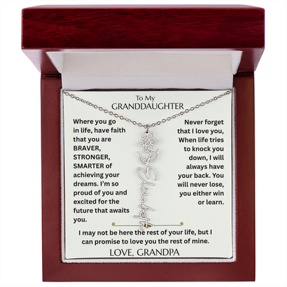 To My Granddaughter - Have Faith Flower Name  Necklace - FG00074