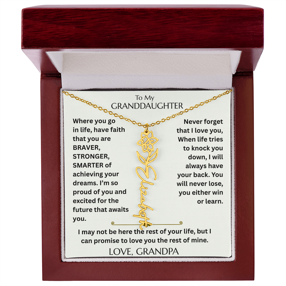 To My Granddaughter - Have Faith Flower Name  Necklace - FG00074