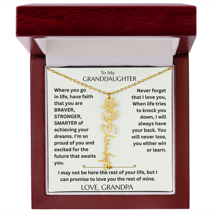 To My Granddaughter - Have Faith Flower Name  Necklace - FG00074