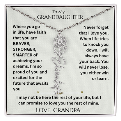 To My Granddaughter - Have Faith Flower Name  Necklace - FG00074
