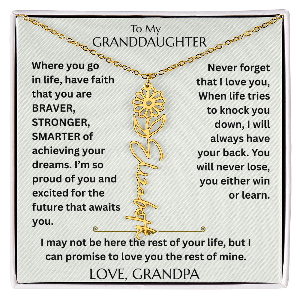 To My Granddaughter - Have Faith Flower Name  Necklace - FG00074